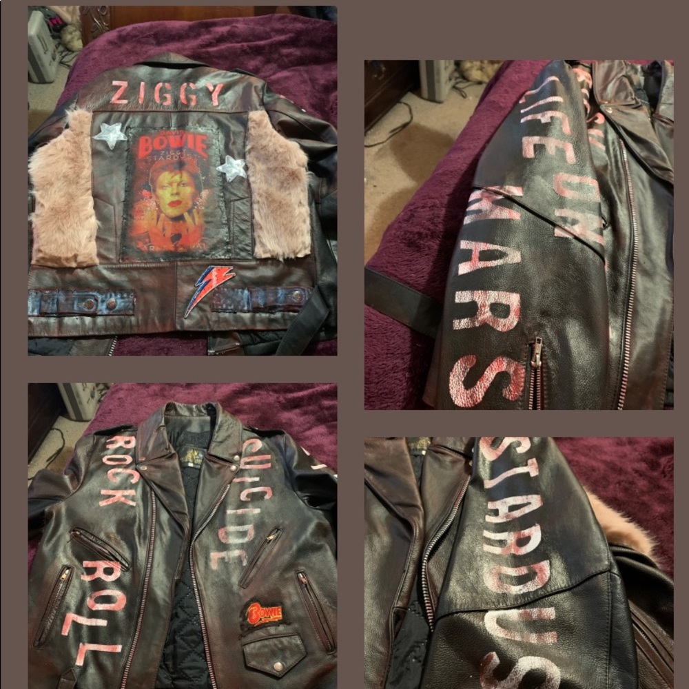 David Bowie custom vintage leather jacket thick leather size extra large 46